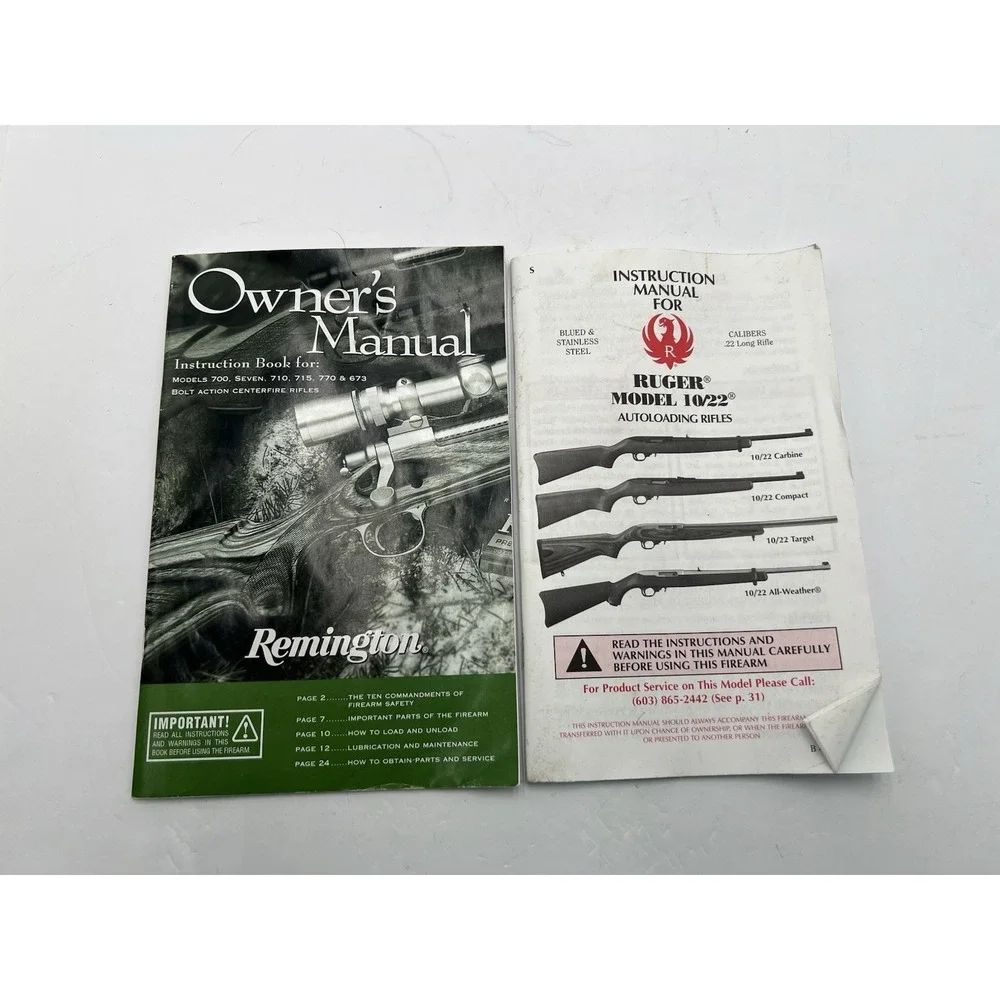 Vintage Remington 700 710 715 770 673 & Ruger 10/22 Rifle Owner Manuals Lot
